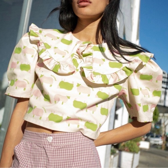 Lisa Says Gah Tops - Lisa Says Gah Collared Lamb Top/Blouse